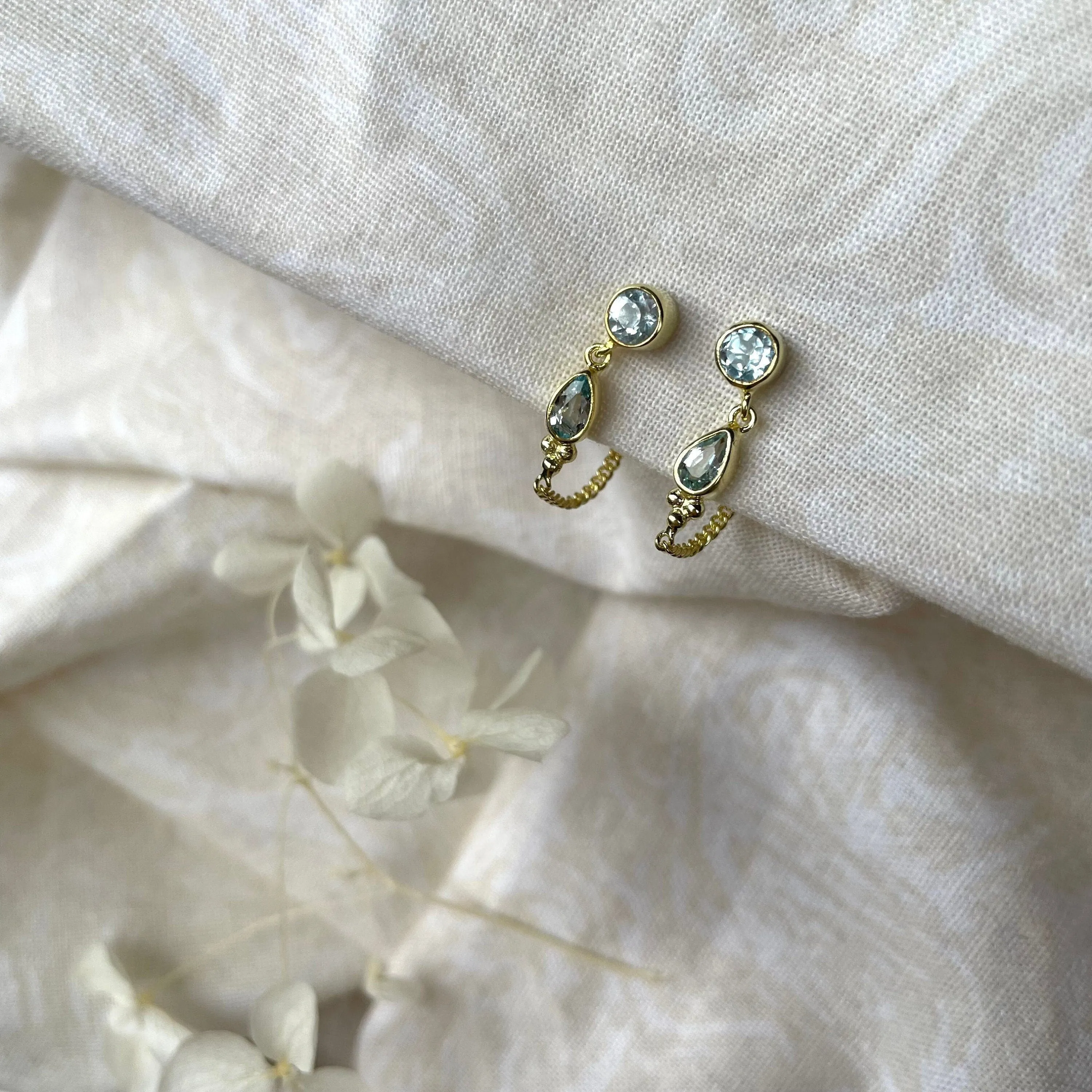 Leona Gold Blue Topaz Studs