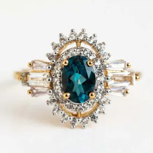 Luxe London Blue Topaz & White Topaz Ring