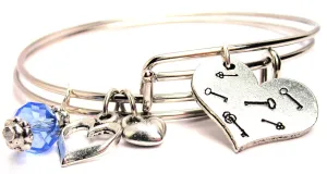 Many Keys To My Heart Expandable Bangle Bracelet Set