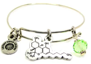 Marijuana THC Cannabis Molecule Single Expandable Wire Bangle Bracelet Tetrahydrocannabinol Marinol