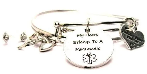 My Heart Belongs To A Paramedic Expandable Bangle Bracelet Set