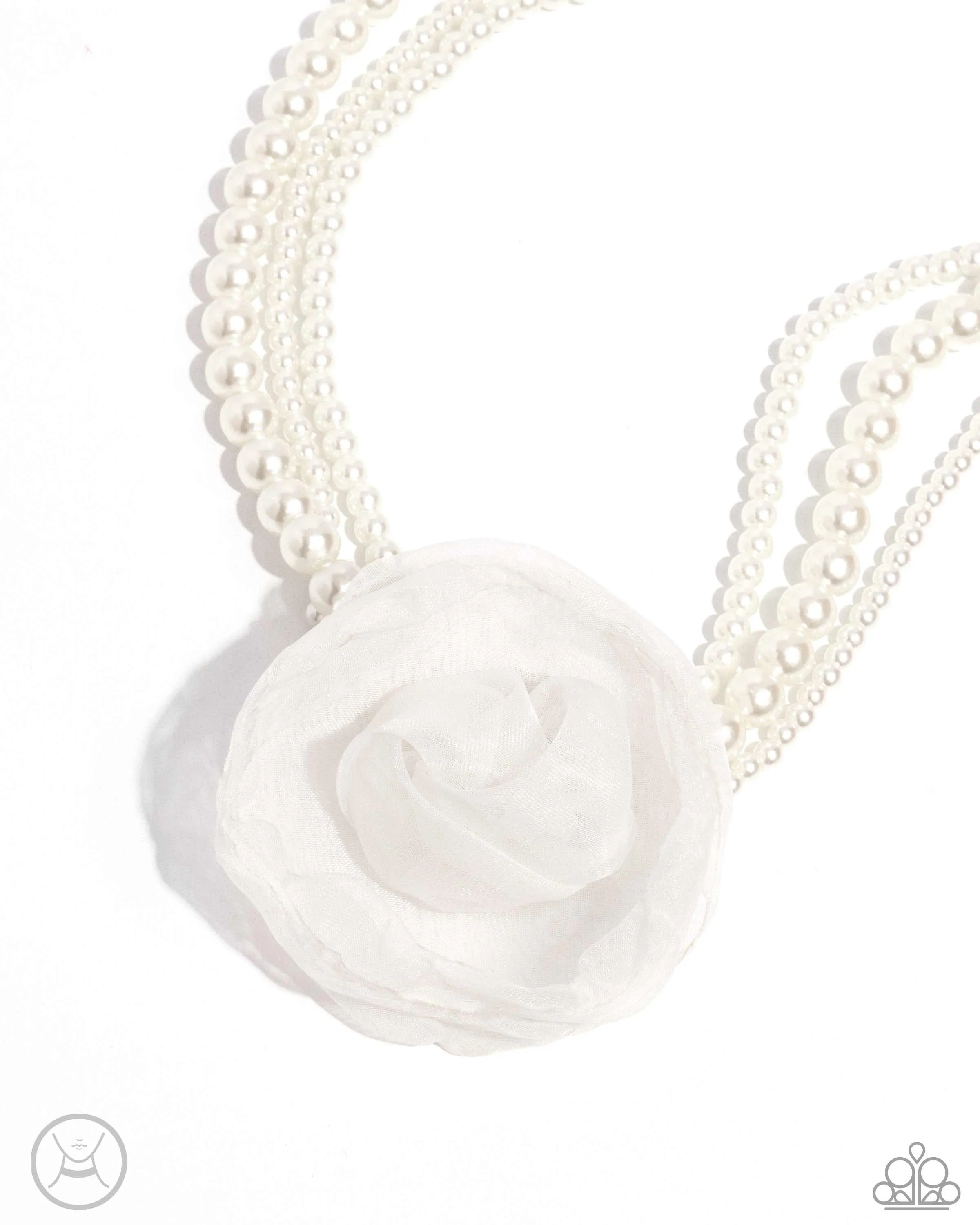 Necklaces Radiant Rosette - White Choker N2161