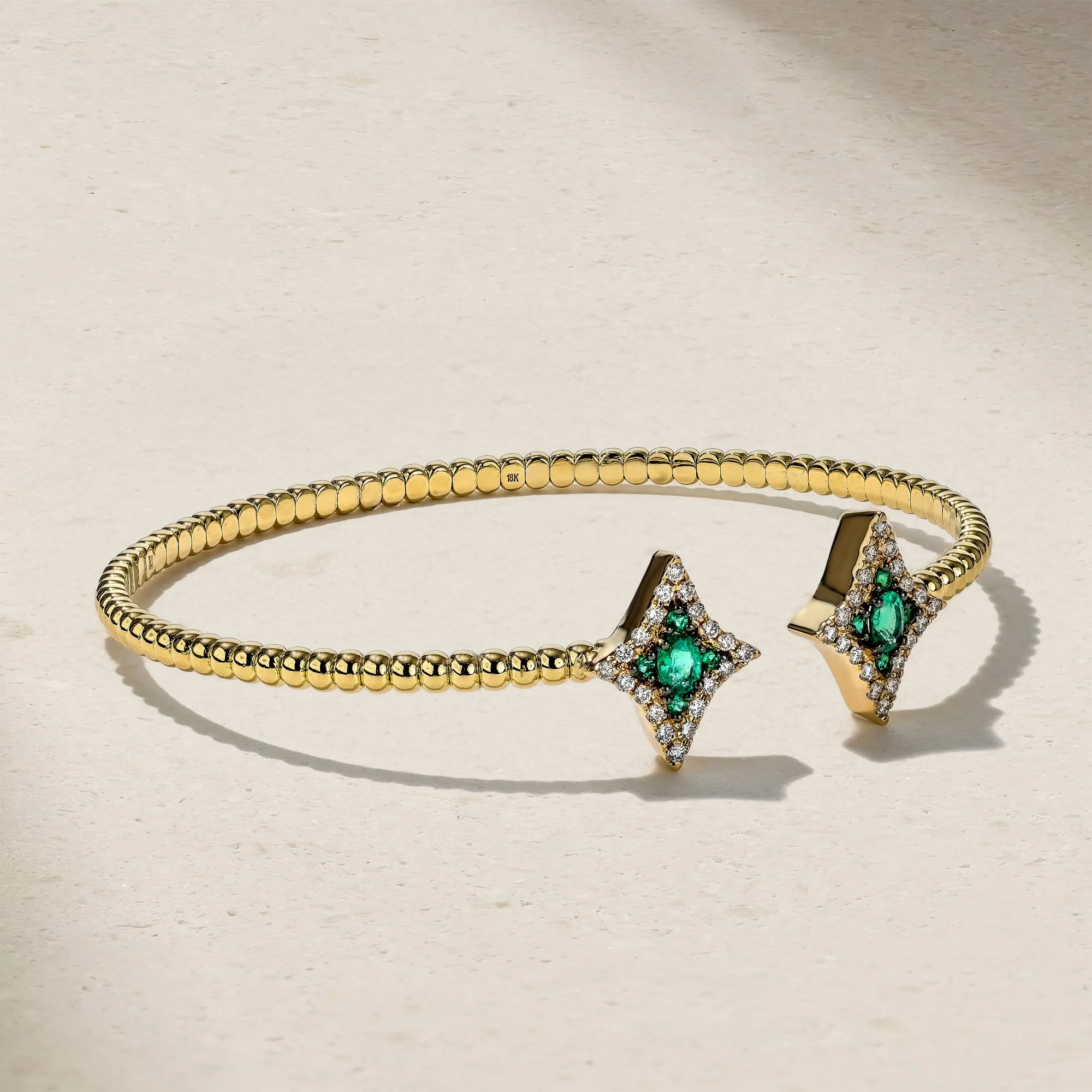 Notte Emerald and Diamond Beaded Bangle