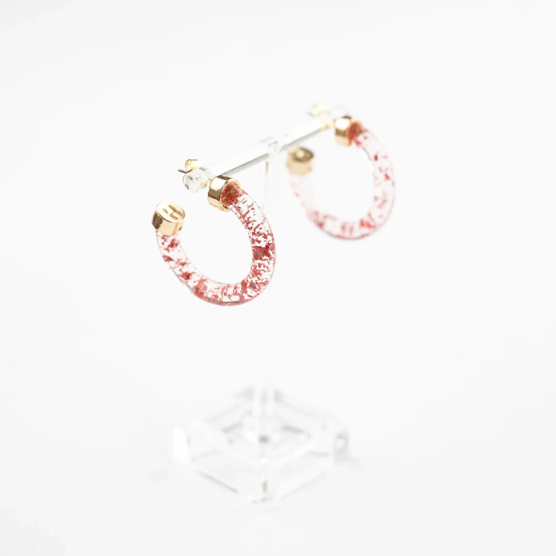 PINK FOIL MINI HOOP EARRINGS