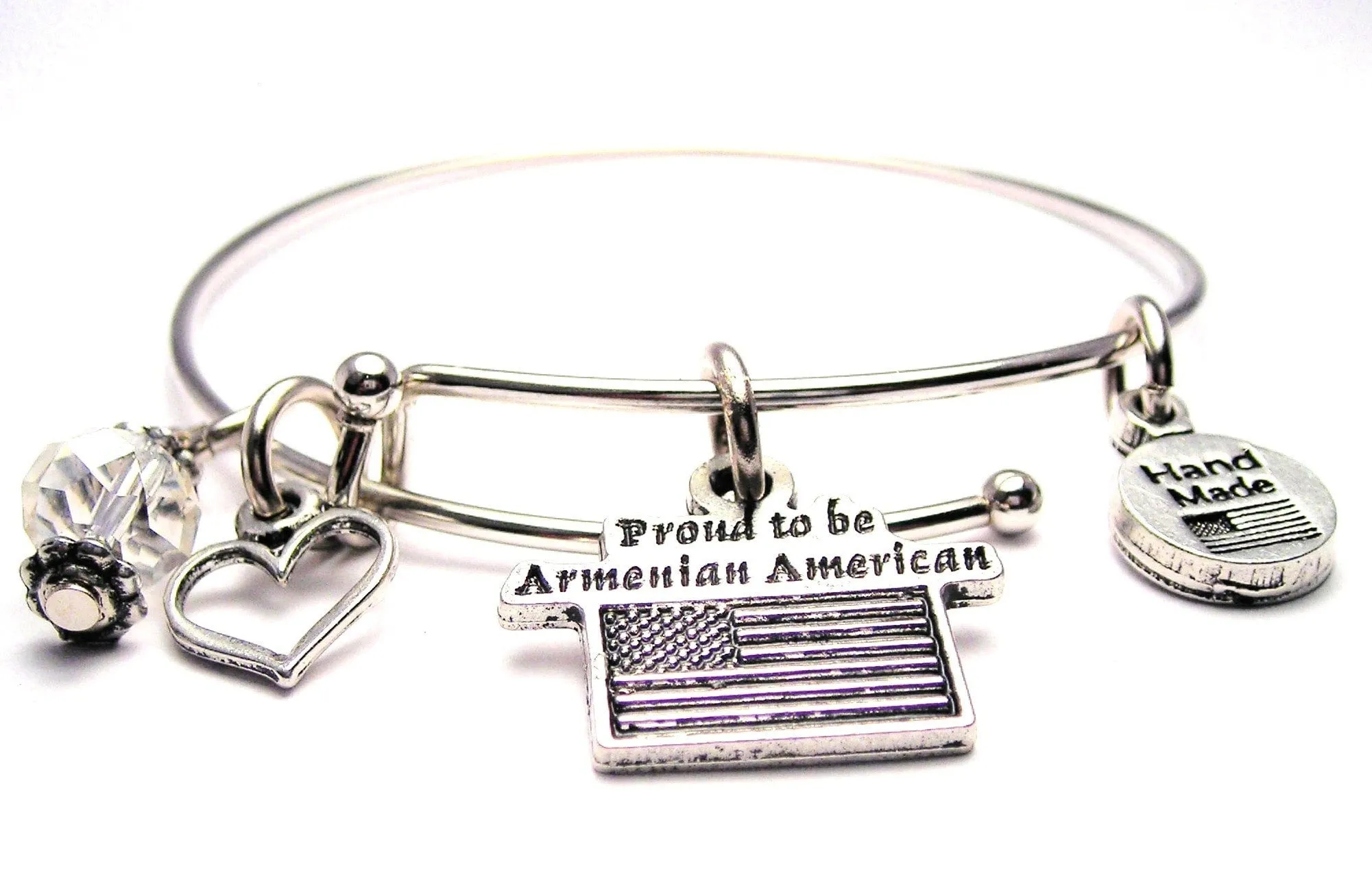 Proud To Be Armenian American Bangle Bracelet