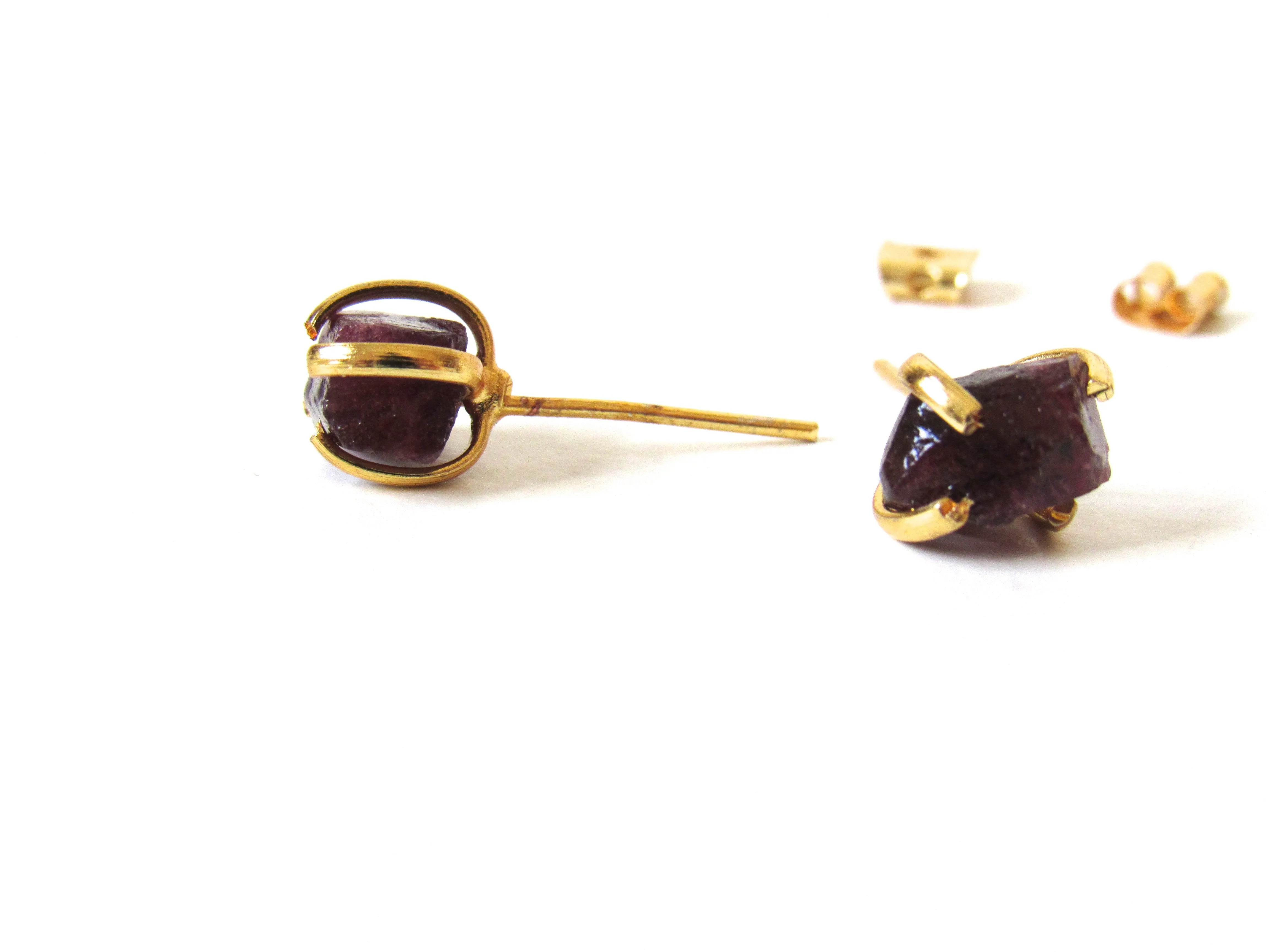 Raw Tourmaline Stud Earrings