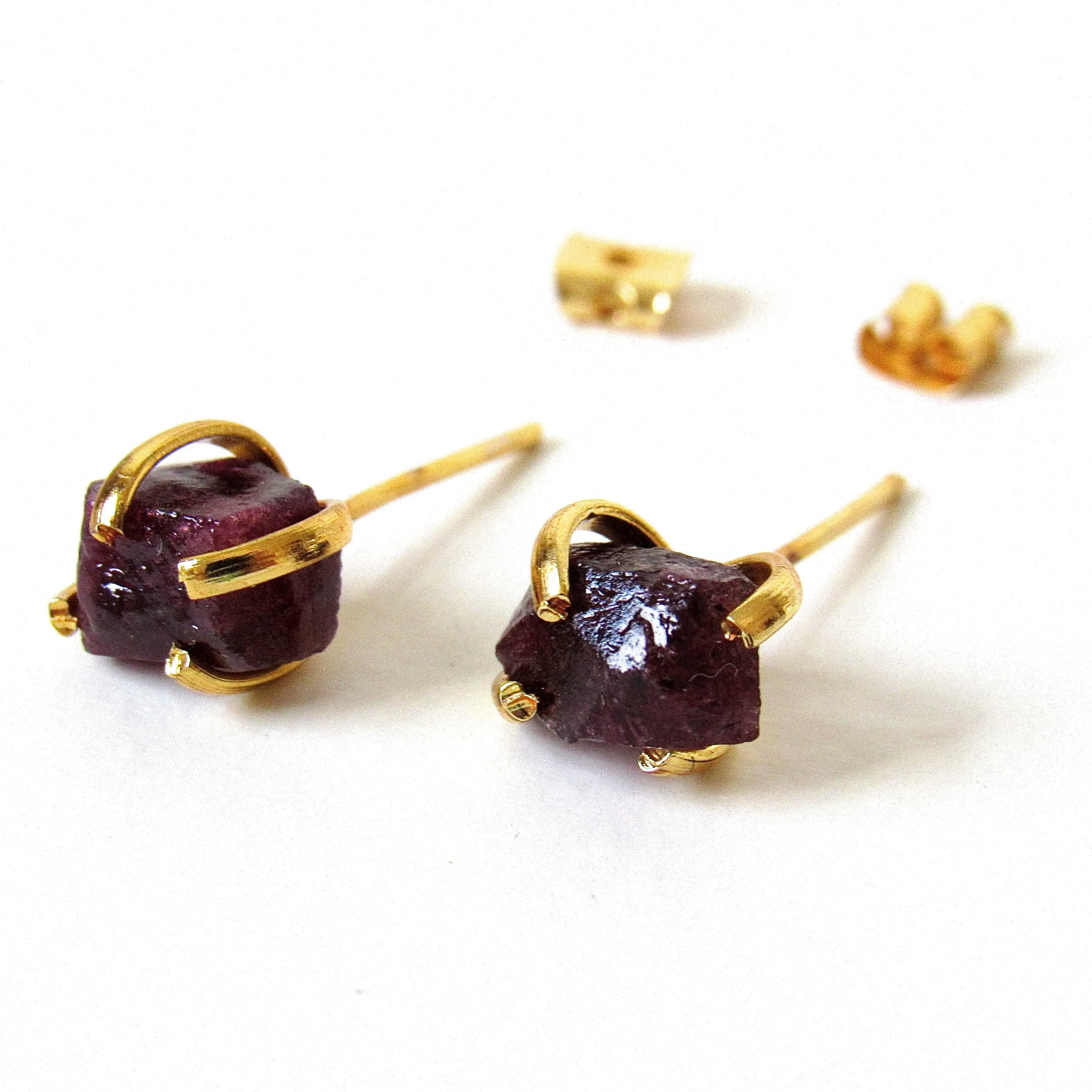 Raw Tourmaline Stud Earrings