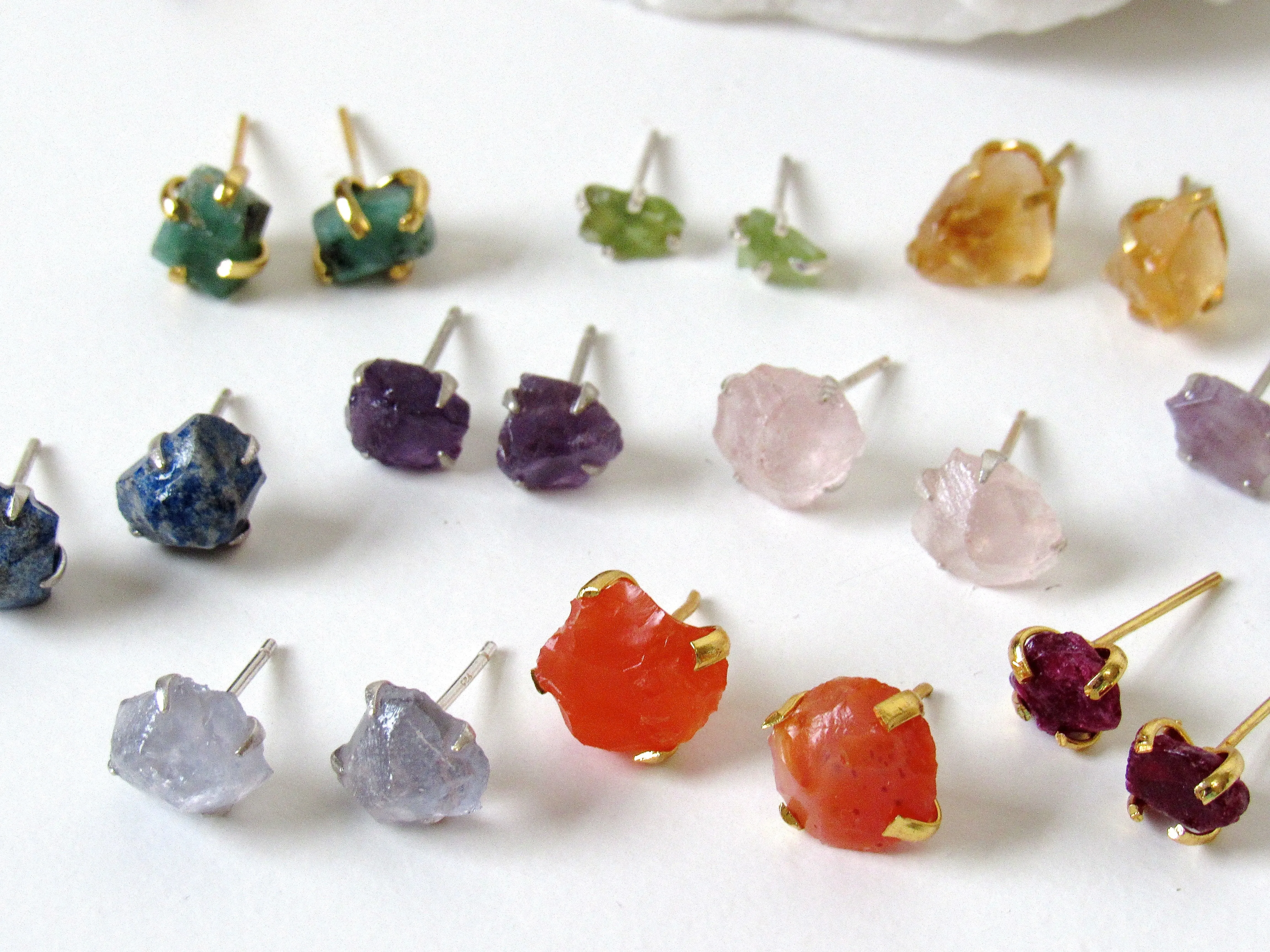 Raw Tourmaline Stud Earrings