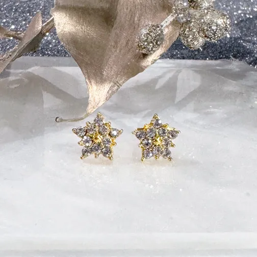 Shimmering Crystal Snowflake Earrings (GOLD, ROSE GOLD OR SILVER)