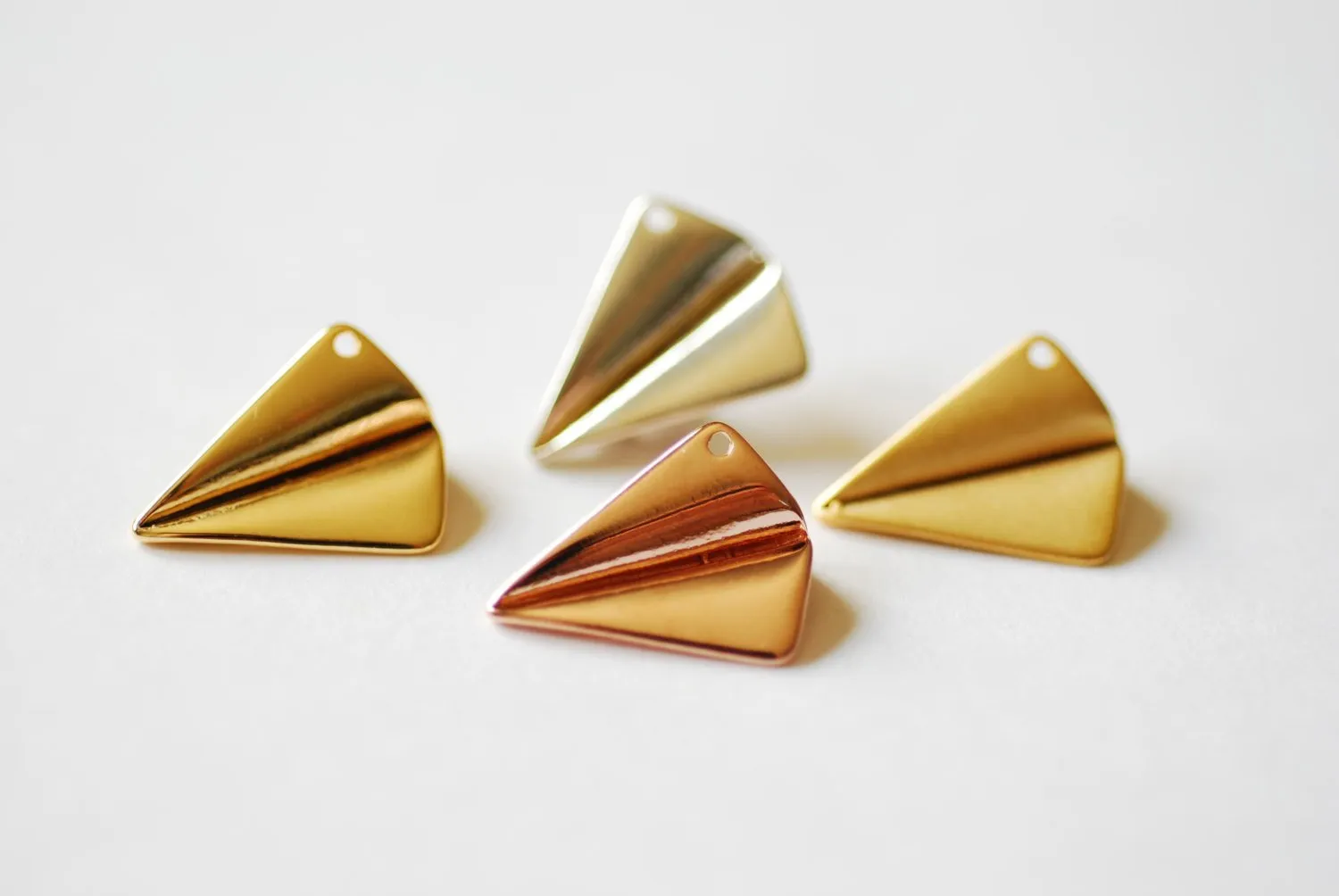 Shiny Vermeil Gold Paper Airplane Charm- 18k gold plated over Sterling Silver Airplane Pendant, Airplane Charm, Airplane Pendant, Aviation