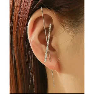 Slashed Needle Ear Climber Earrings - Gold or Silver