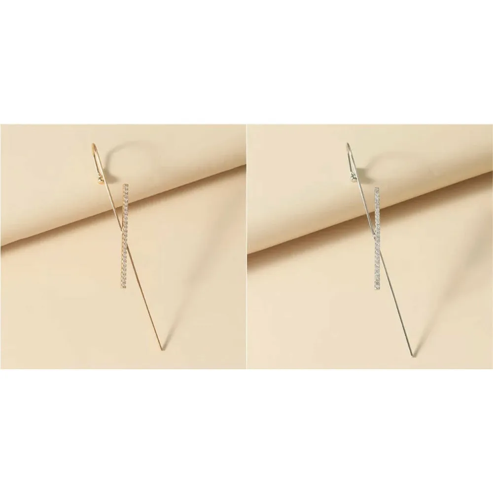 Slashed Needle Ear Climber Earrings - Gold or Silver