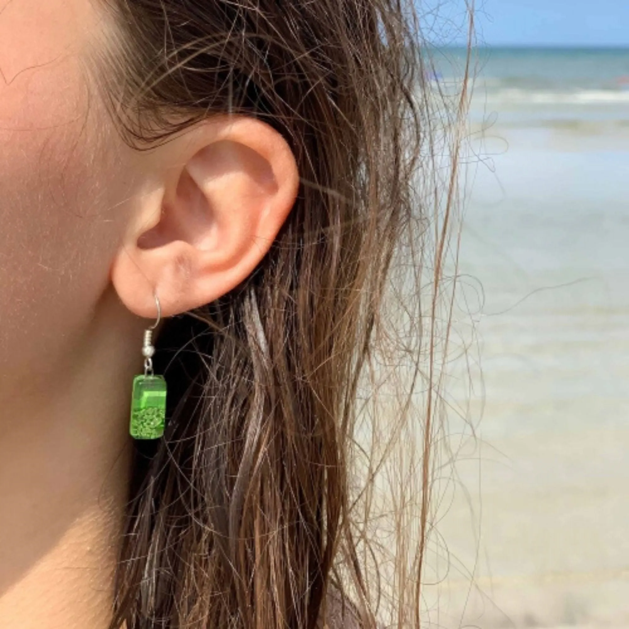 Small Rectangular Glass Earrings