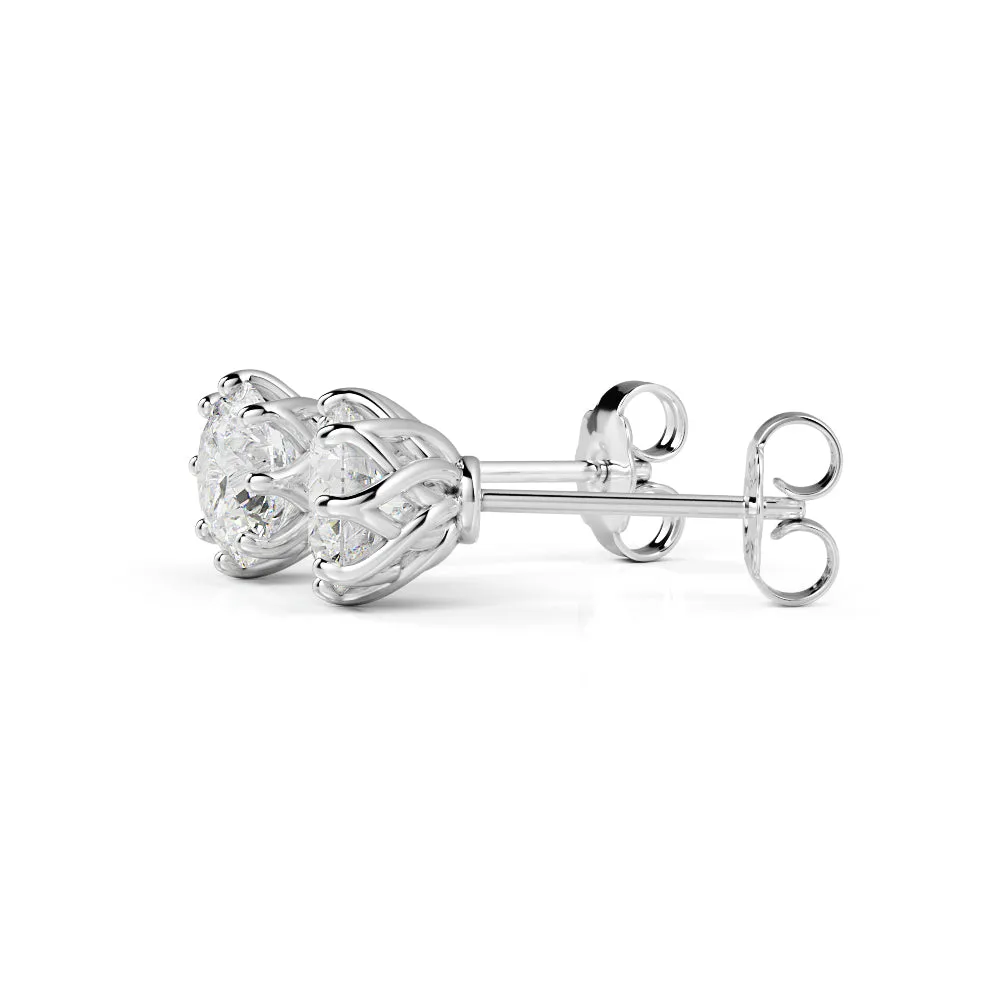 Solar Energy Clasps Earrings 1 Natural Diamonds in White Gold