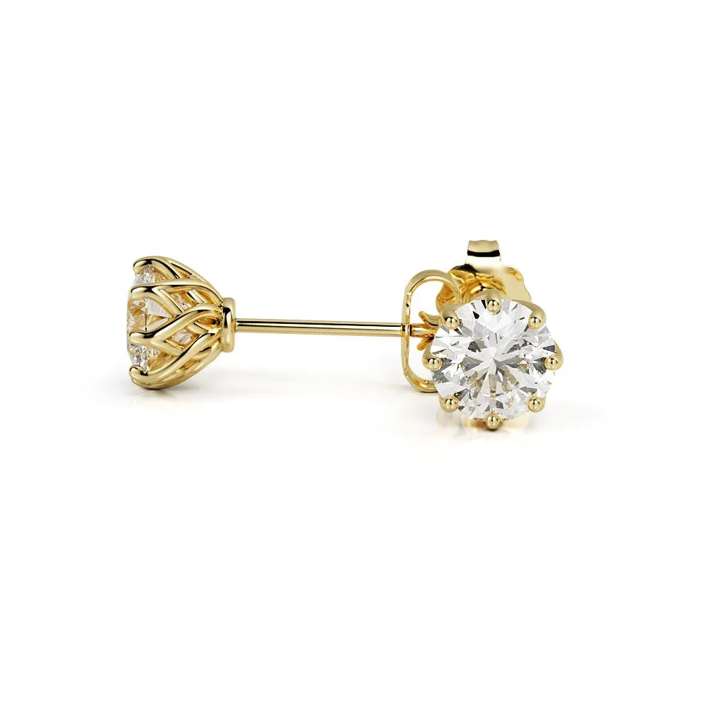 Solar Energy Clasps Earrings 2 Natural Diamonds in Yellow Gold