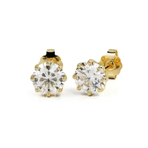 Solar Energy Clasps Earrings 2 Natural Diamonds in Yellow Gold