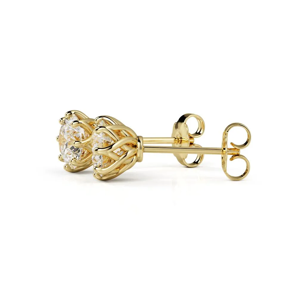 Solar Energy Clasps Earrings 2 Natural Diamonds in Yellow Gold