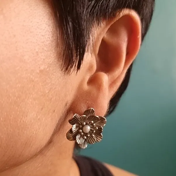 Spring Floral Studs with Pearl