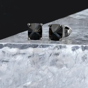 Tuxedo Natural Black Diamonds White Gold Unique Earrings