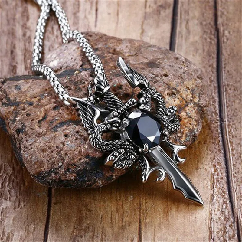 Twin Dragons Sword Necklace