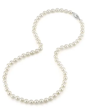 White Japanese Akoya Pearl Necklace, 5.5-6.0mm - AAA Quality